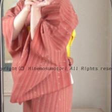 縞風柄の染めウールの着物