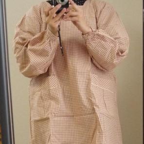 チェックの割烹着