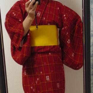 ウールのチェック着物