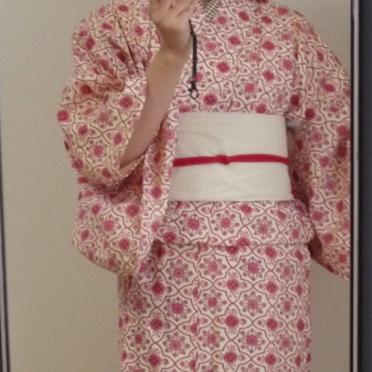 更紗柄のウール着物