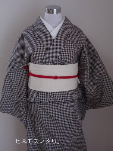 市松模様の着物濃紺