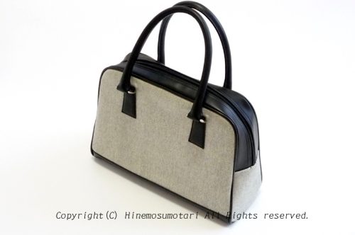 ツイードの利休風ハンドバッグ